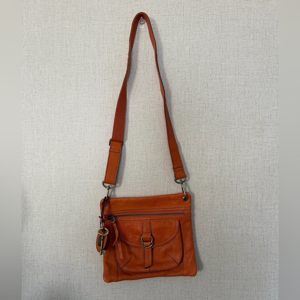 Fossil Orange Leather Crossbody Bag